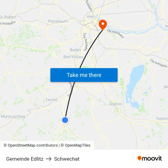 Gemeinde Edlitz to Schwechat map