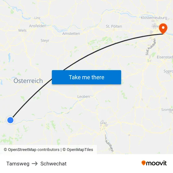 Tamsweg to Schwechat map