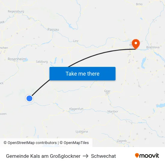 Gemeinde Kals am Großglockner to Schwechat map