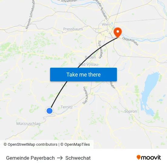 Gemeinde Payerbach to Schwechat map