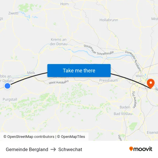 Gemeinde Bergland to Schwechat map