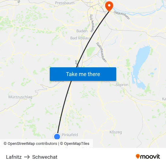 Lafnitz to Schwechat map