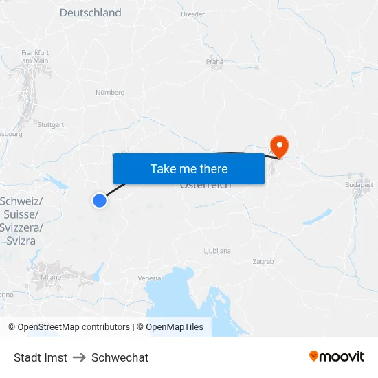 Stadt Imst to Schwechat map