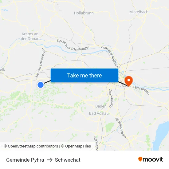 Gemeinde Pyhra to Schwechat map