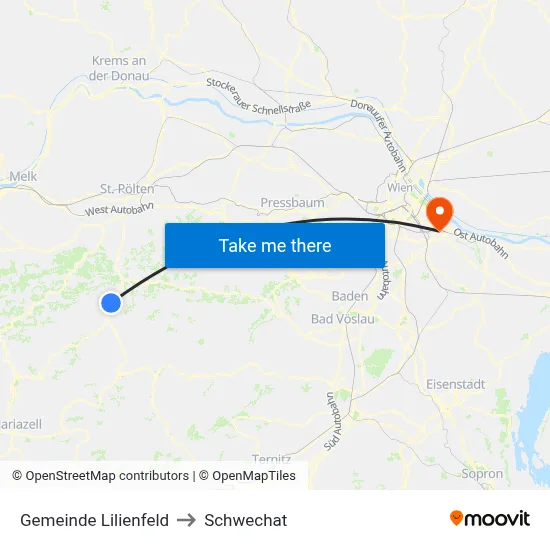 Gemeinde Lilienfeld to Schwechat map