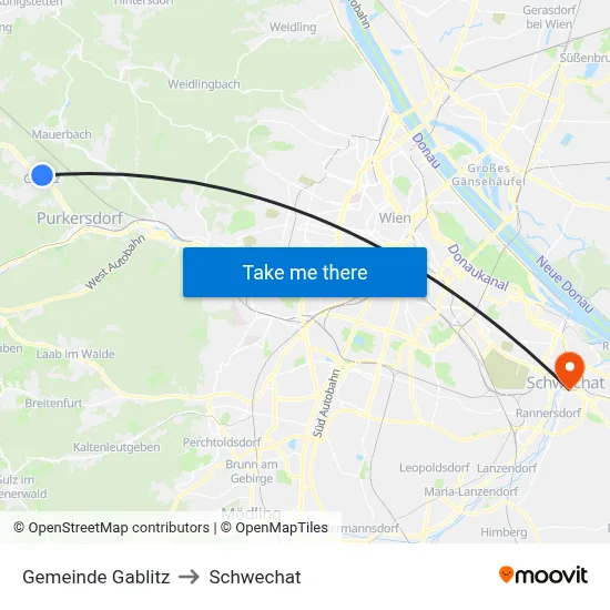 Gemeinde Gablitz to Schwechat map