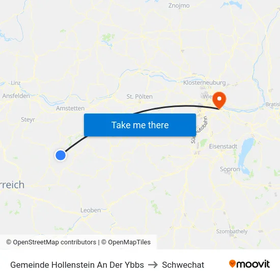 Gemeinde Hollenstein An Der Ybbs to Schwechat map