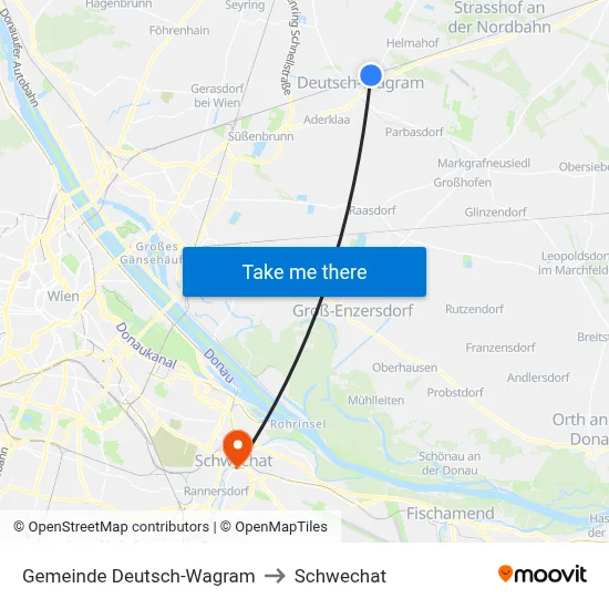 Gemeinde Deutsch-Wagram to Schwechat map