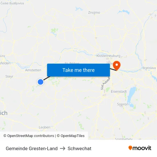 Gemeinde Gresten-Land to Schwechat map