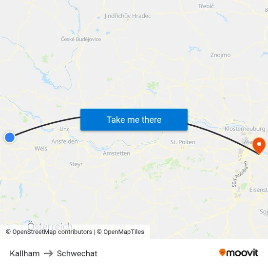 Kallham to Schwechat map
