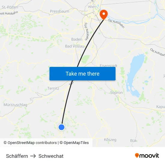 Schäffern to Schwechat map