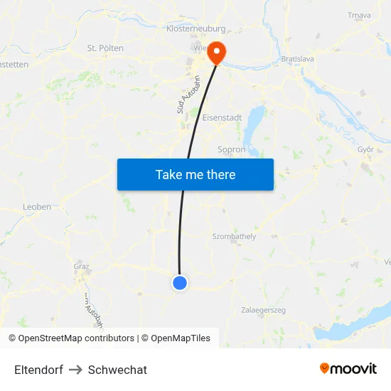 Eltendorf to Schwechat map
