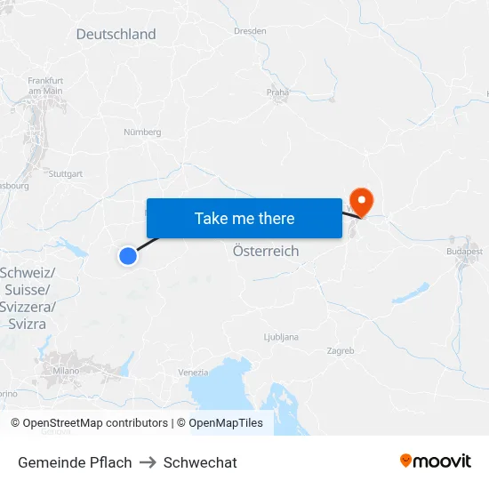 Gemeinde Pflach to Schwechat map