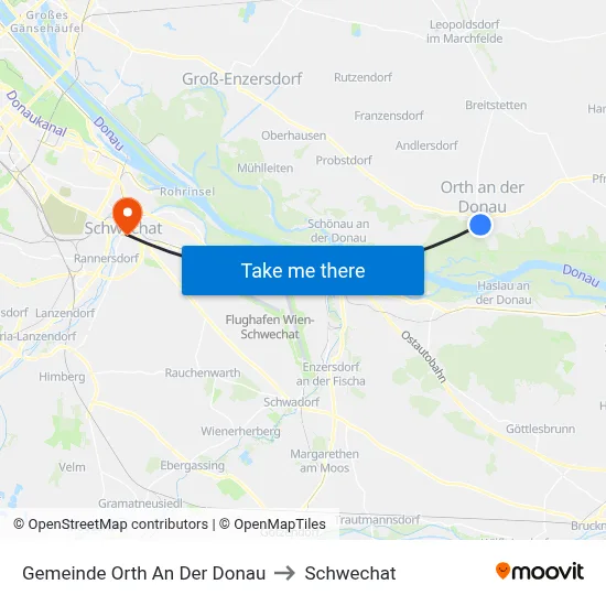 Gemeinde Orth An Der Donau to Schwechat map