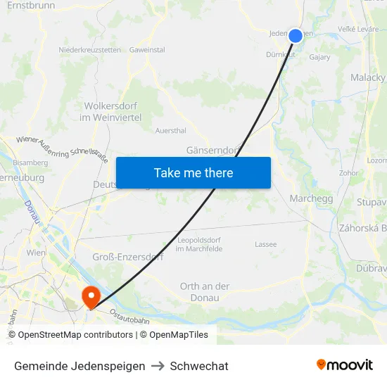 Gemeinde Jedenspeigen to Schwechat map