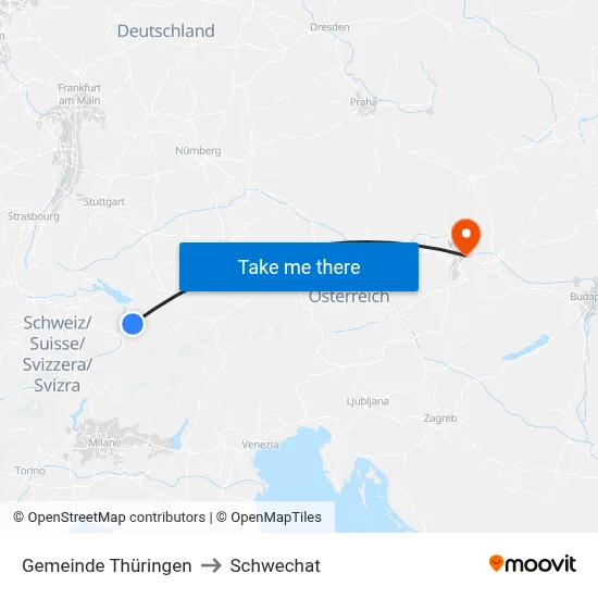 Gemeinde Thüringen to Schwechat map