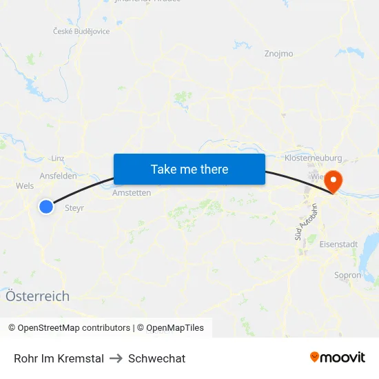 Rohr Im Kremstal to Schwechat map