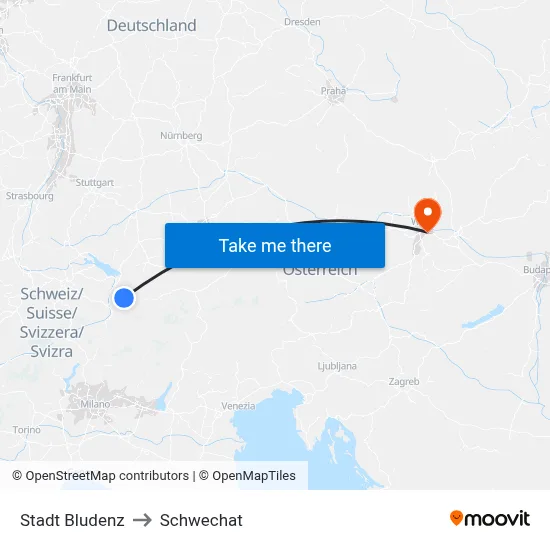 Stadt Bludenz to Schwechat map