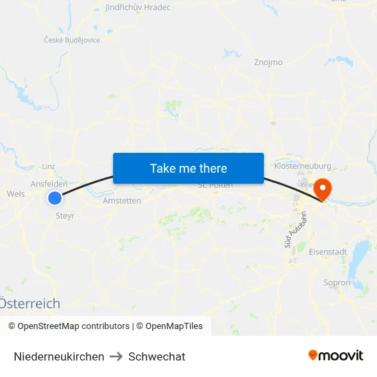 Niederneukirchen to Schwechat map