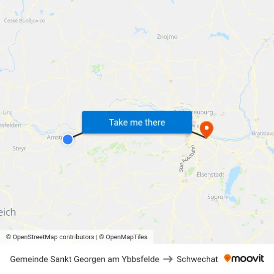 Gemeinde Sankt Georgen am Ybbsfelde to Schwechat map