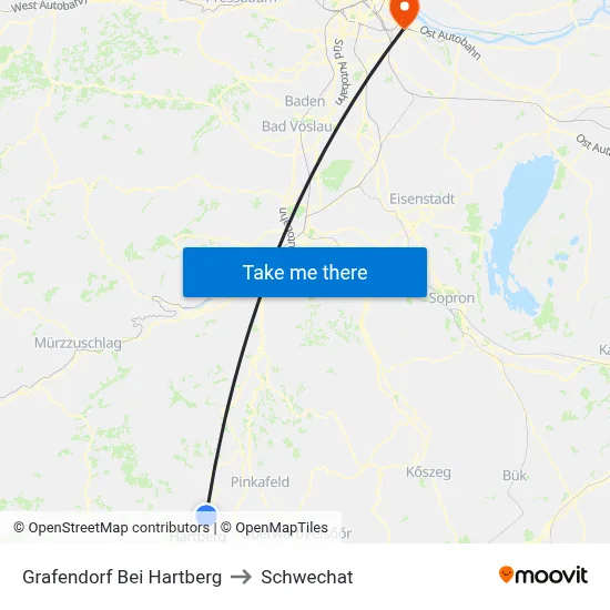 Grafendorf Bei Hartberg to Schwechat map