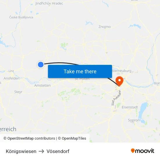 Königswiesen to Vösendorf map