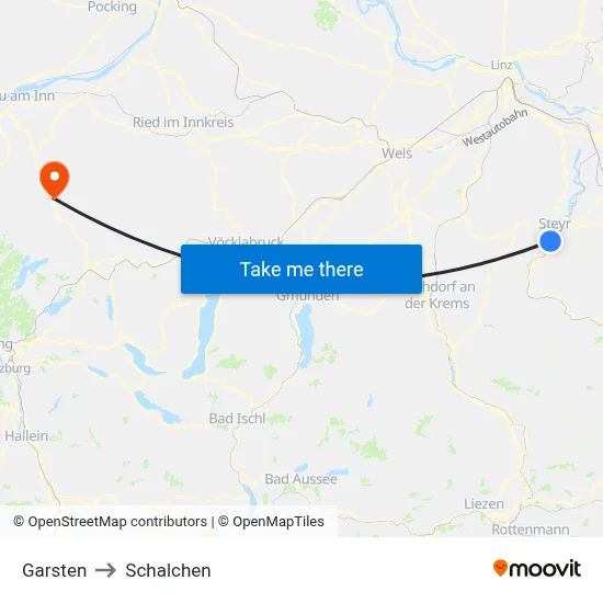 Garsten to Schalchen map