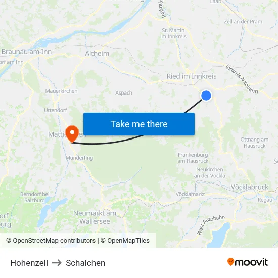 Hohenzell to Schalchen map