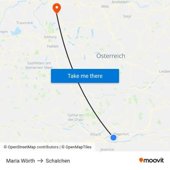 Maria Wörth to Schalchen map