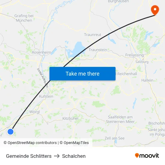 Gemeinde Schlitters to Schalchen map