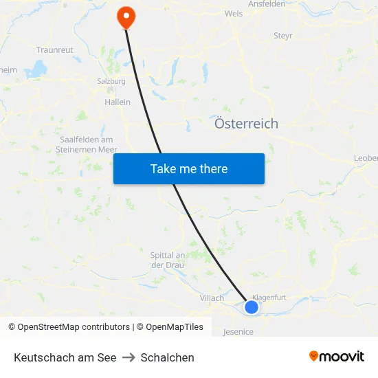 Keutschach am See to Schalchen map