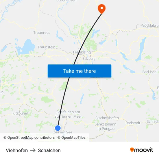 Viehhofen to Schalchen map