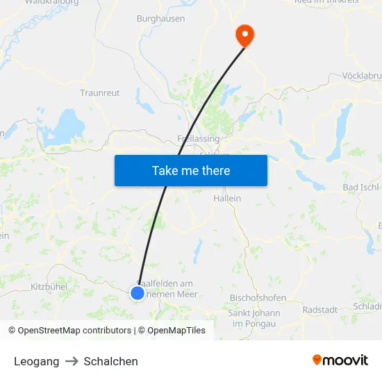 Leogang to Schalchen map