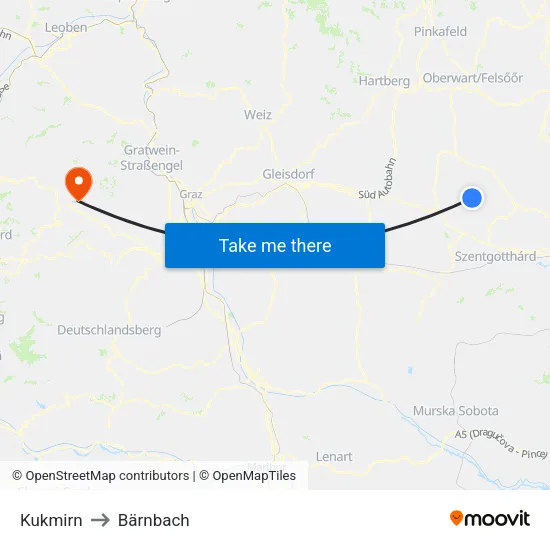 Kukmirn to Bärnbach map