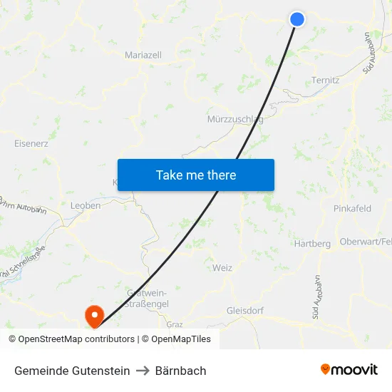 Gemeinde Gutenstein to Bärnbach map