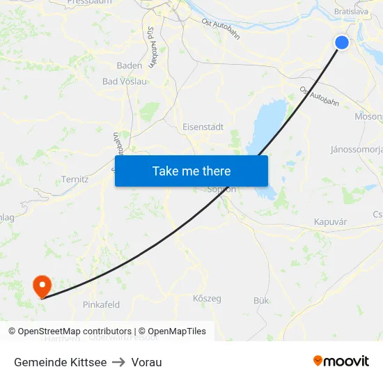 Gemeinde Kittsee to Vorau map