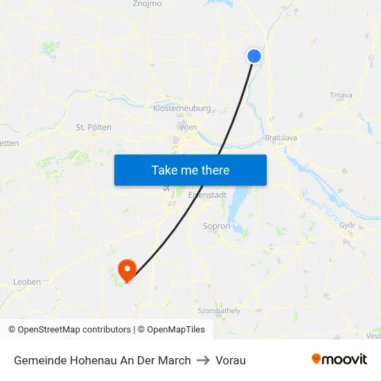 Gemeinde Hohenau An Der March to Vorau map