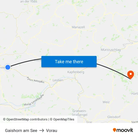 Gaishorn am See to Vorau map