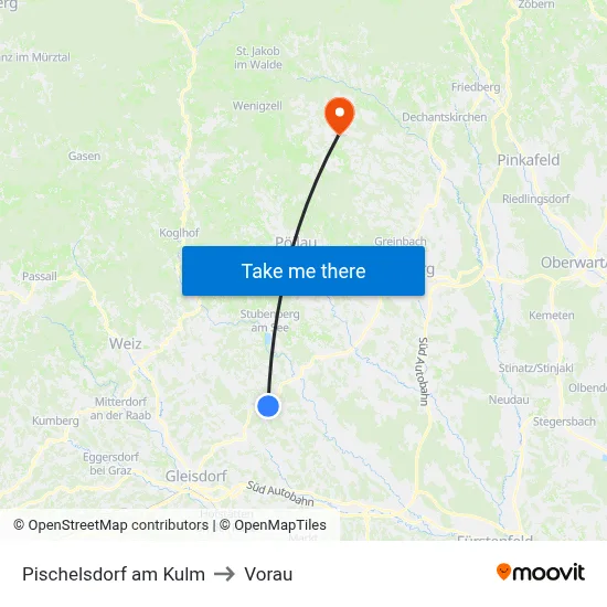 Pischelsdorf am Kulm to Vorau map