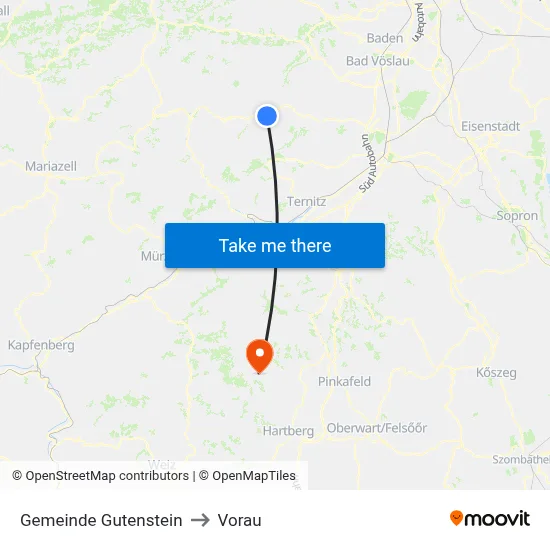 Gemeinde Gutenstein to Vorau map