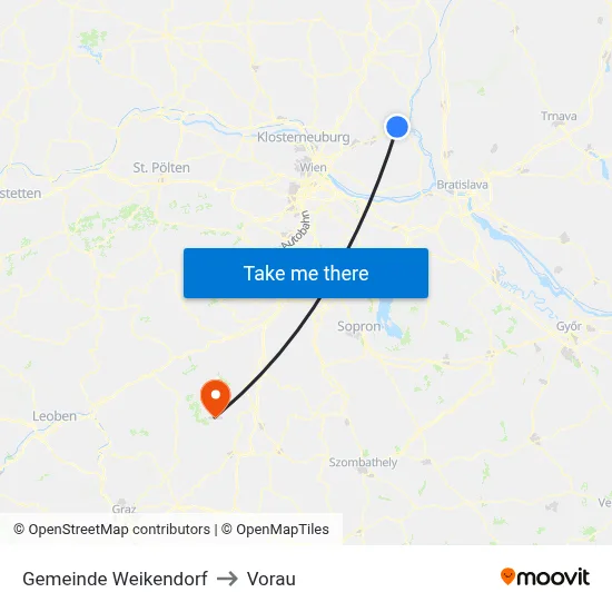 Gemeinde Weikendorf to Vorau map