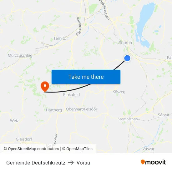 Gemeinde Deutschkreutz to Vorau map