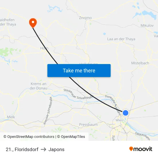 21., Floridsdorf to Japons map