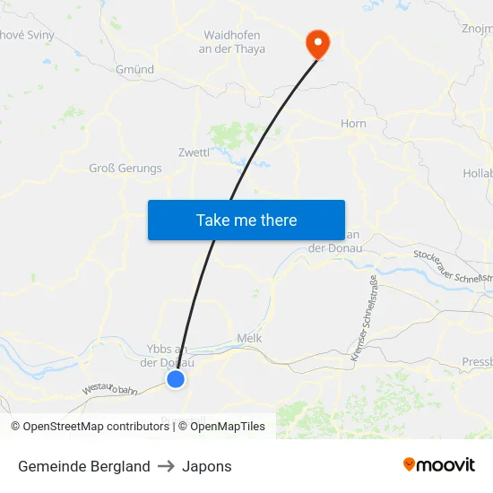 Gemeinde Bergland to Japons map