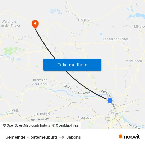 Gemeinde Klosterneuburg to Japons map