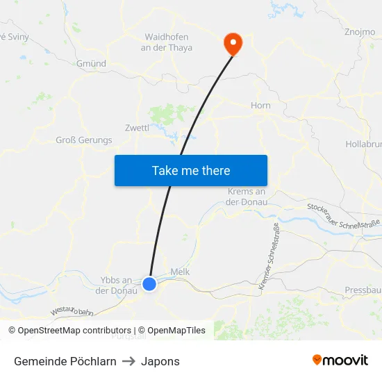Gemeinde Pöchlarn to Japons map