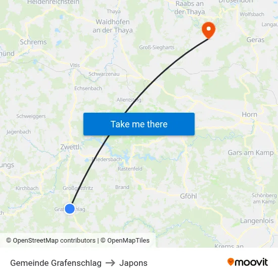 Gemeinde Grafenschlag to Japons map