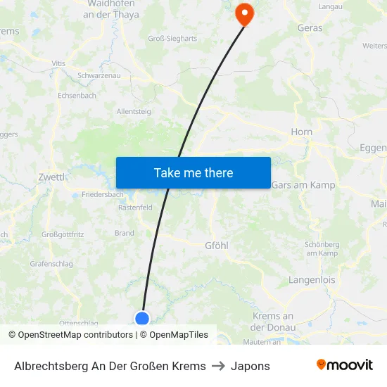 Albrechtsberg An Der Großen Krems to Japons map
