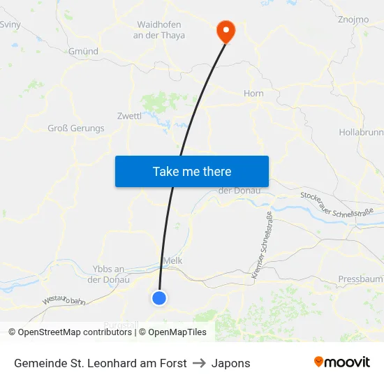 Gemeinde St. Leonhard am Forst to Japons map