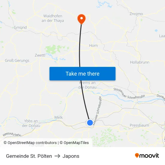 Gemeinde St. Pölten to Japons map